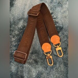 Louis Vuitton Brown Adjustable Fabric And Leather Bag Strap